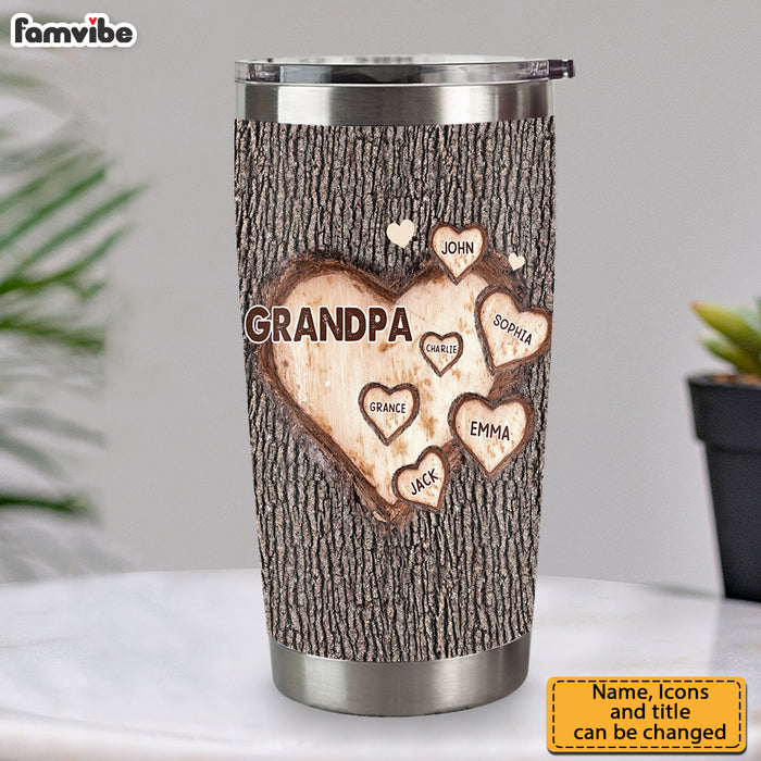 Personalized For Grandpa Nana's Grandpa's Sweethearts Wood Pattern Full Printed Tumbler 33795 1