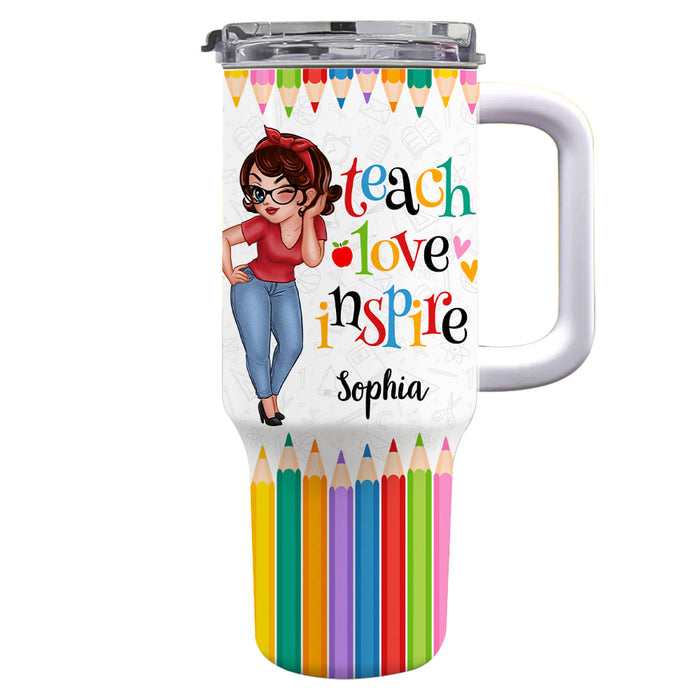 Personalized For Teacher Colorful Crayon Teacher Counselor Educator 40oz Tumbler With Straw 33809 1