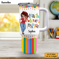 Personalized For Teacher Colorful Crayon Teacher Counselor Educator 40oz Tumbler With Straw 33809 thumb 1