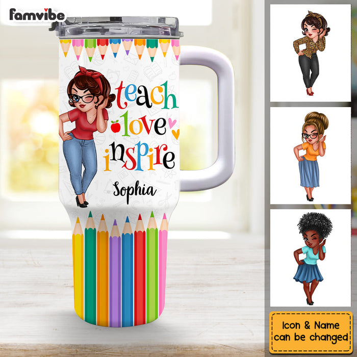 Personalized For Teacher Colorful Crayon Teacher Counselor Educator 40oz Tumbler With Straw 33809 1