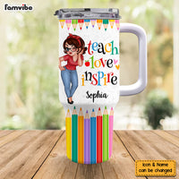 Personalized For Teacher Colorful Crayon Teacher Counselor Educator 40oz Tumbler With Straw 33809 thumb 1