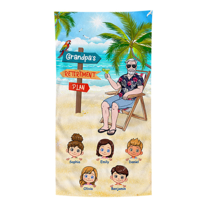 Personalized For Grandpa Dad My Retirement Plan Beach Towel 33819 1
