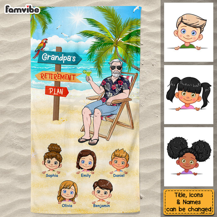 Personalized For Grandpa Dad My Retirement Plan Beach Towel 33819 1