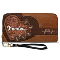 Personalized For Mom Grandma's Little Sweethearts Leather Long Wallet 33839 thumb 1