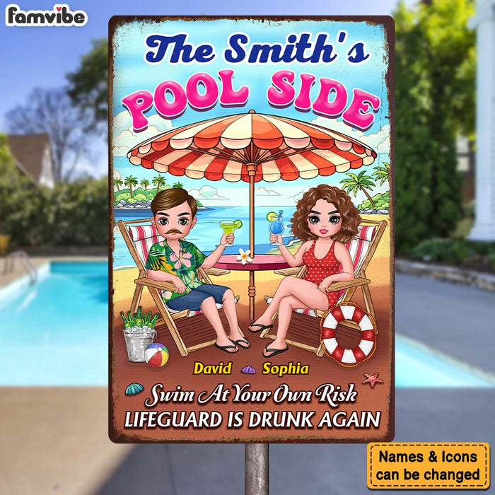 Personalized Gift For Family Funny Poolside Metal Sign 33849 1