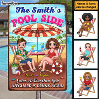 Personalized Gift For Family Funny Poolside Metal Sign 33849 thumb 1