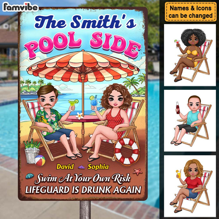 Personalized Gift For Family Funny Poolside Metal Sign 33849 1