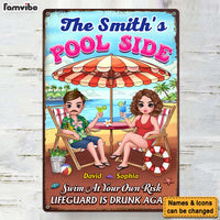 Personalized Gift For Family Funny Poolside Metal Sign 33849 thumb 1