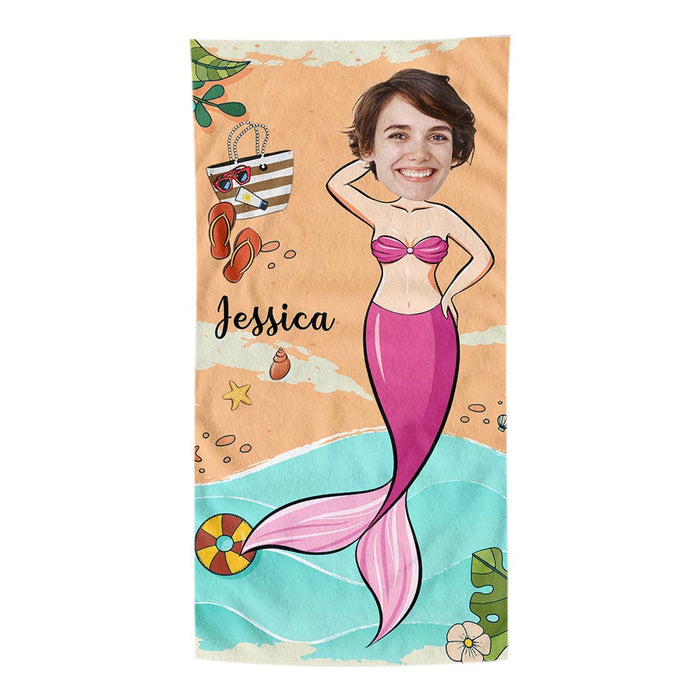 Personalized Summer Vibes Gifts Mermaid Beach Towel 33858 1