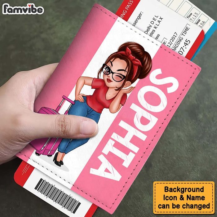 Personalized Woman Traveling Around The World Passport Cover 33871 1