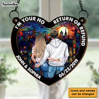 Personalized Gift For Couple No Return Or Refund Acrylic Mix Wood Suncatcher Ornament 33877 thumb 1