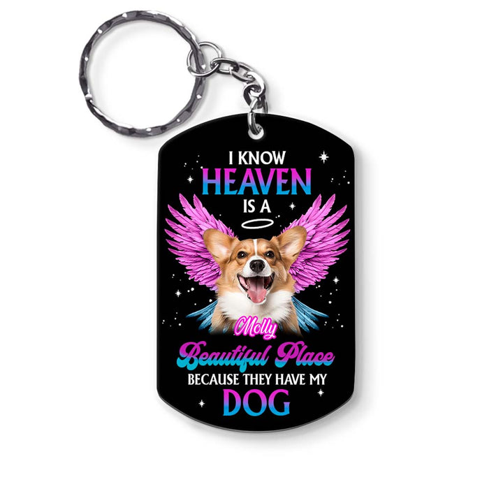 Personalized Custom Dog Photo Angel Wings Aluminum Keychain 33891 1