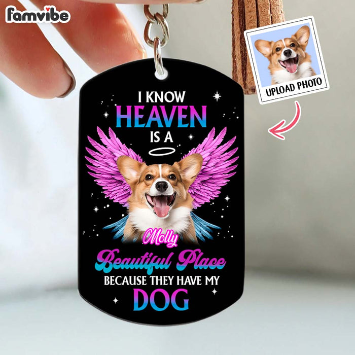 Personalized Custom Dog Photo Angel Wings Aluminum Keychain 33891 1