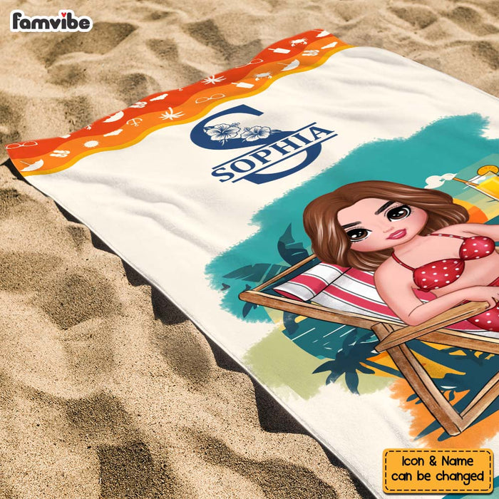 Personalized Monogram Summer Vibe Beach Towel 33895 1