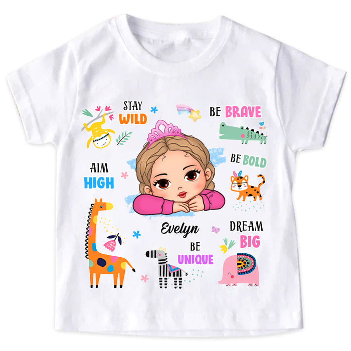 Personalized Stay Wild Affirmations For Kids With Safari Animals Kid T Shirt - Kid Hoodie - Kid Sweatshirt 33898 1