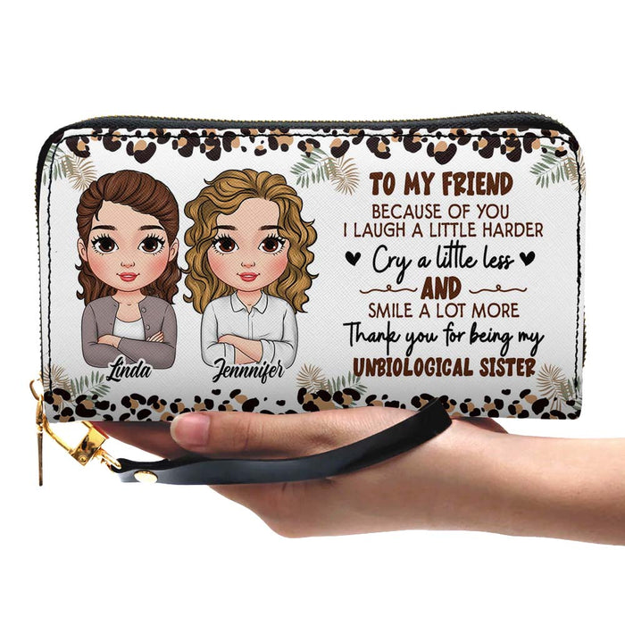 Personalized Gift To My Friend I Laugh A Litter Harder Leather Long Wallet 33900 1