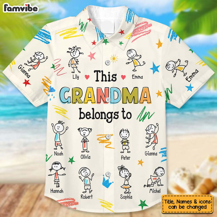 Personalized Gift For Grandma This Belongs Doodle Hawaiian Shirt 33902 1