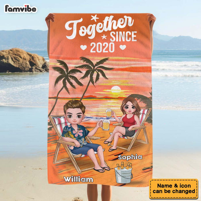 Personalized Gift For Couple Together Since Beach Towel 33904 1