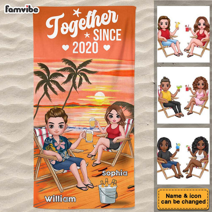 Personalized Gift For Couple Together Since Beach Towel 33904 1