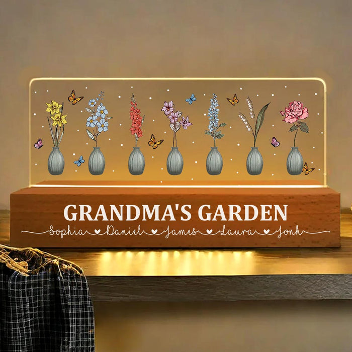 Personalized For Family Grandma's Garden Acrylic Name Night Light 33913 1