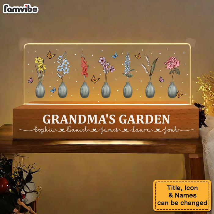 Personalized For Family Grandma's Garden Acrylic Name Night Light 33913 1