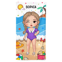 Personalized Summer Vacation Gift For Grandkid On The Beach Beach Beach Towel 33926 thumb 1