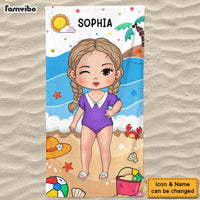 Personalized Summer Vacation Gift For Grandkid On The Beach Beach Beach Towel 33926 thumb 1