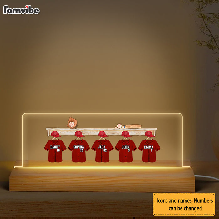 Personalized For Dad Daddy's Baseball Team Acrylic Name Night Light 33939 1