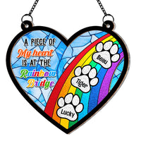 Personalized Gift For Pet Memorial Rainbow Bridge Acrylic Mix Wood Suncatcher Ornament 33942 thumb 1