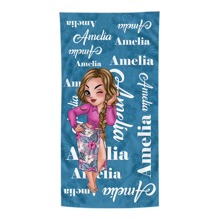 Personalized Summer Vibes Girl Name Beach Towel 33945 1