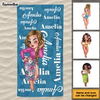 Personalized Summer Vibes Girl Name Beach Towel 33945 thumb 1