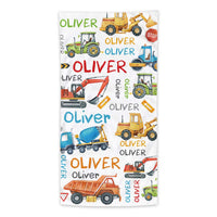 Personalized For Kids Construction Machines Beach Towel 33947 thumb 1
