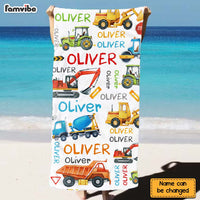 Personalized For Kids Construction Machines Beach Towel 33947 thumb 1