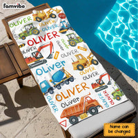 Personalized For Kids Construction Machines Beach Towel 33947 thumb 1