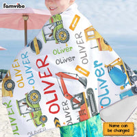 Personalized For Kids Construction Machines Beach Towel 33947 thumb 1