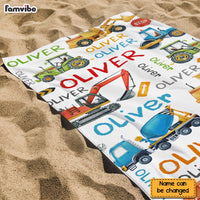 Personalized For Kids Construction Machines Beach Towel 33947 thumb 1
