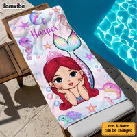 Personalized For Kid Mermaid Beach Towel,Personalized Bath Towel With Name,Pool Towel For Kid,Vacation Gift,Picnic Towel 33948 thumb 1