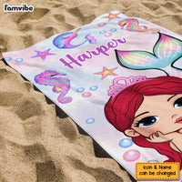 Personalized For Kid Mermaid Beach Towel,Personalized Bath Towel With Name,Pool Towel For Kid,Vacation Gift,Picnic Towel 33948 thumb 1