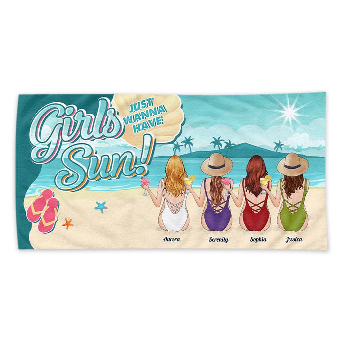 Personalized Girls Just Wanna Have Sun Beach Towel 33955 1
