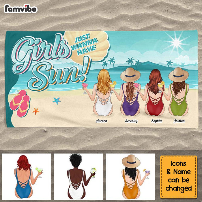 Personalized Girls Just Wanna Have Sun Beach Towel 33955 1