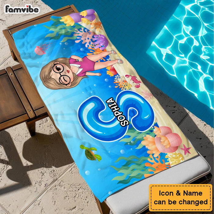 Personalized Alphabet Name Kid Beach Towel 33965 1