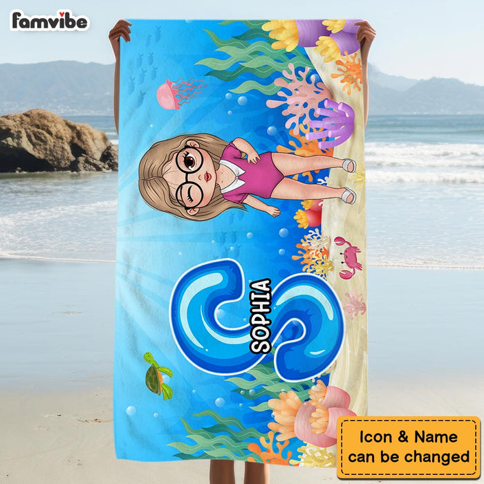 Personalized Alphabet Name Kid Beach Towel 33965 1