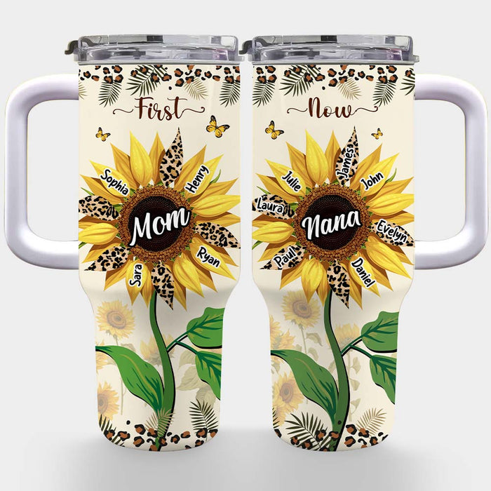 Personalized For Grandma Mom First Mom Now Grandma Sunflower 40Oz Tumbler With Straw 33978 1