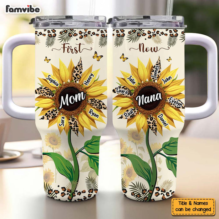 Personalized For Grandma Mom First Mom Now Grandma Sunflower 40Oz Tumbler With Straw 33978 1