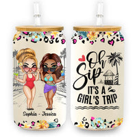 Personalized Gift For Friends It's A Girls' Trip Glass Can 33983 thumb 1