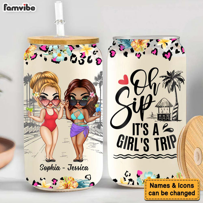 Personalized Gift For Friends It's A Girls' Trip Glass Can 33983 1