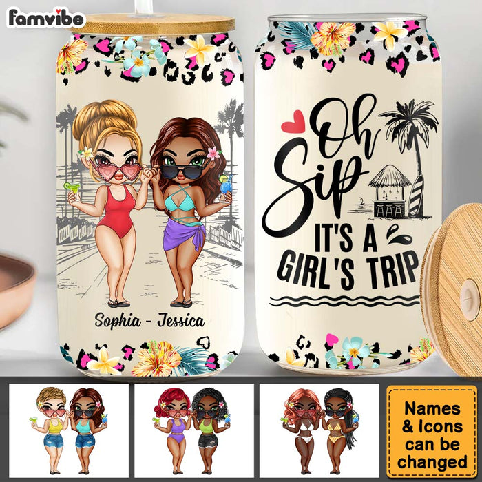 Personalized Gift For Friends It's A Girls' Trip Glass Can 33983 1