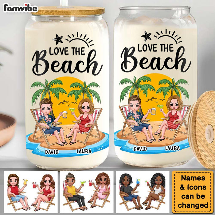 Personalized For Couple Love The Beach Glass Can 33990 1