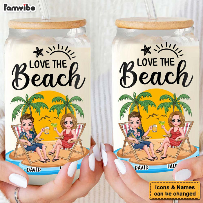 Personalized For Couple Love The Beach Glass Can 33990 1