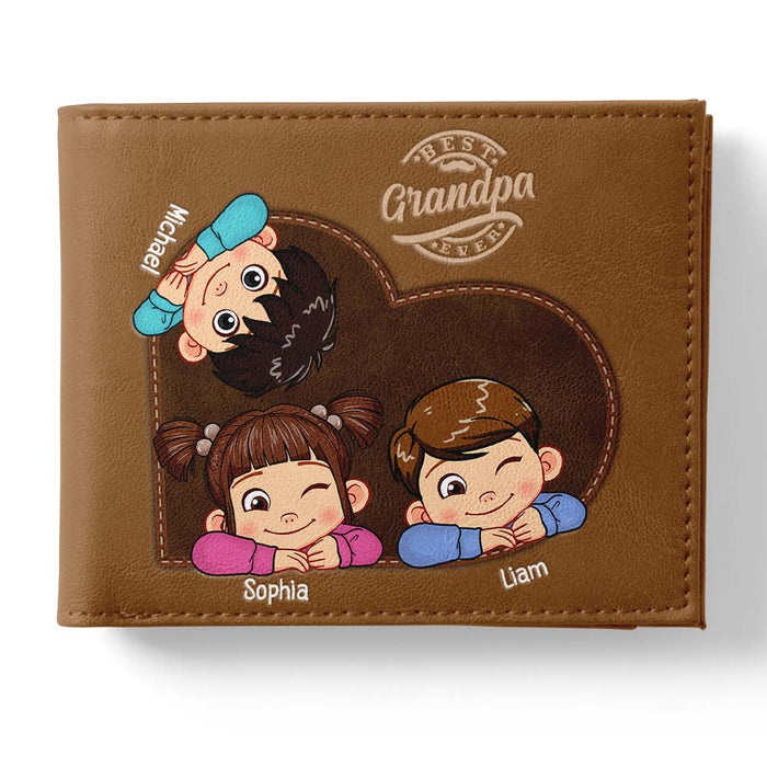Personalized For Grandpa Dad Ever Cute Kids Leather Wallet 33995 1